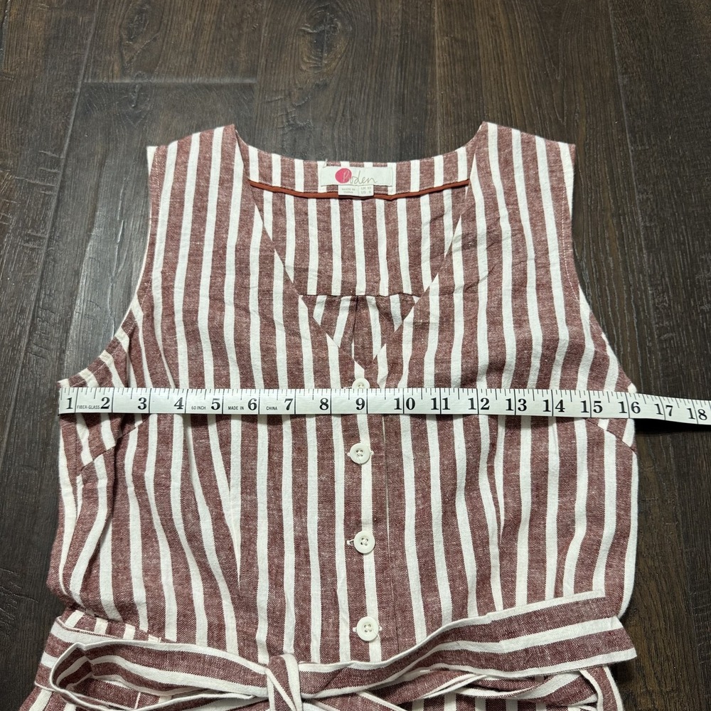Boden Jumpsuit Womens US 6 Red White Striped Verity Cropped Wide Leg Linen Blend - Picture 8 of 11